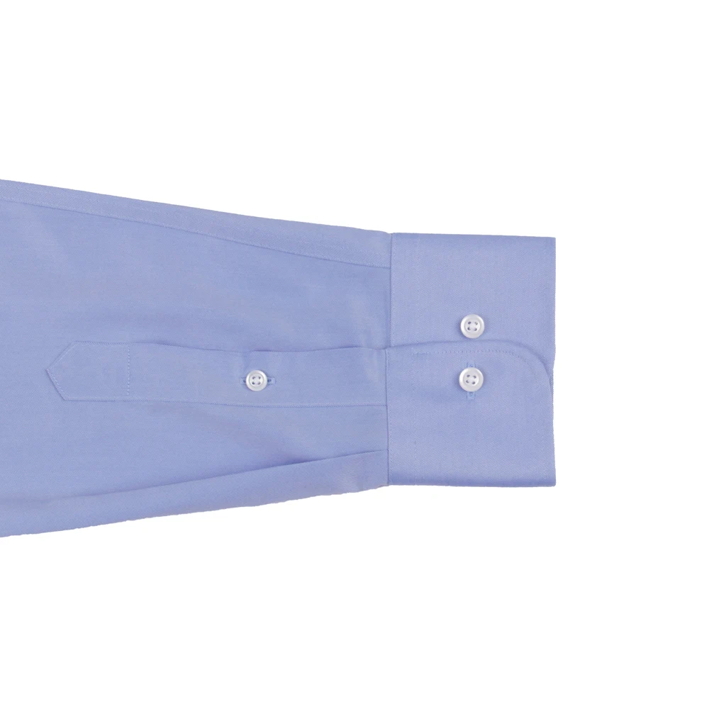 100s 2-ply Luxury Wrinkle Free Dress Shirts Custom Made Cotton Light Blue Business Shirts Tailored Chemise Sur Mesure De Luxe