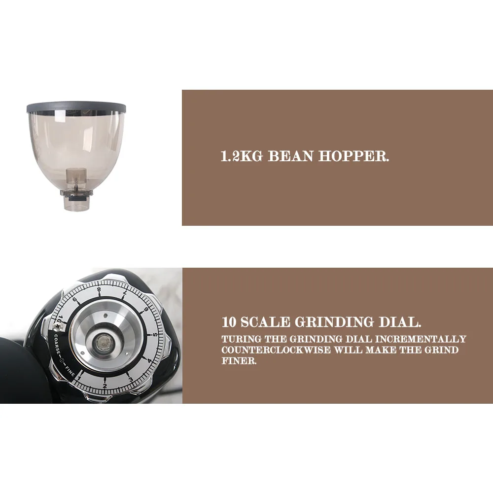 ITOP penggiling kopi 64MM penggiling datar 1.2Kg Hopper penyesuaian tanpa langkah kapasitas penggilingan 6-9kg/hr komersial perlengkapan Kafe