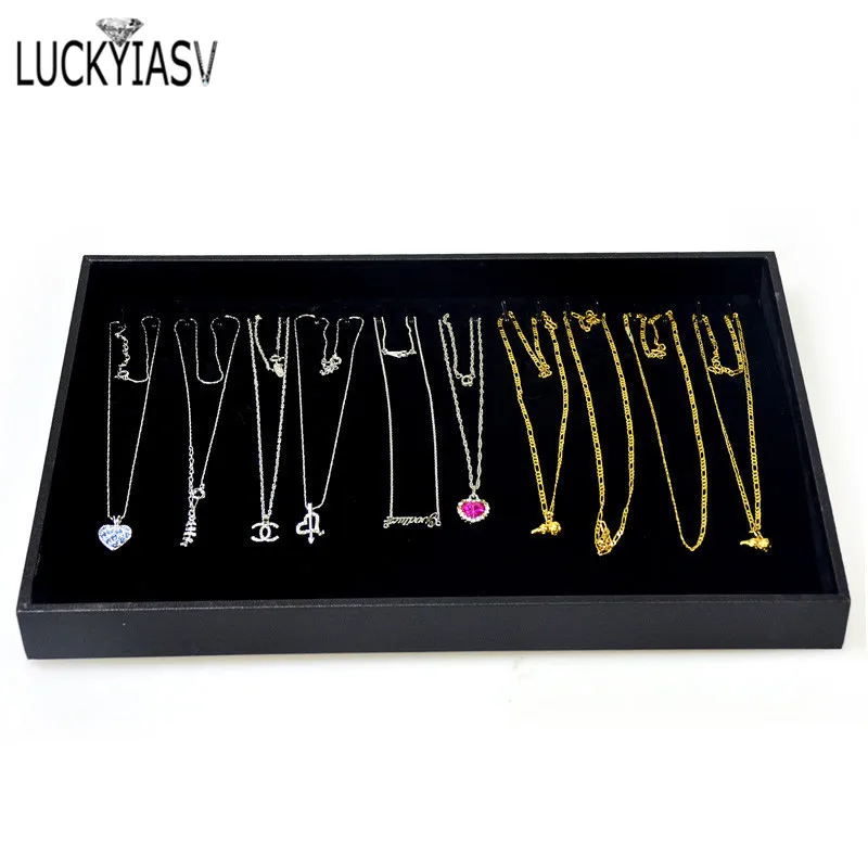 

High Leve Black Velvet Jewelry Display Tray Necklace Pendant Chain Jewelry Tray Plate Holder Display