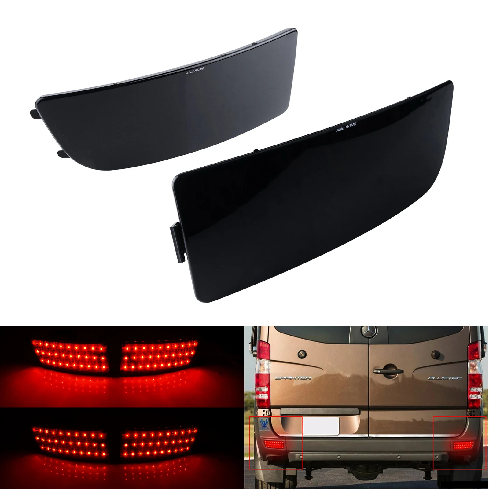 Red LED Rear Bumper Reflector Light Lamps For VW Crafter Mercedes Sprinter W906