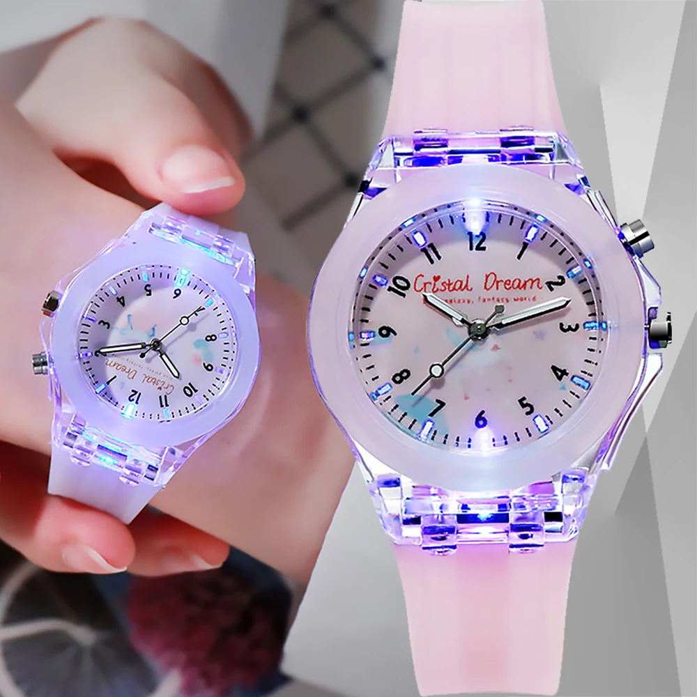 Deportes nuevos relojes para niños y niñas, Reloj con personalidad de regalo, Reloj de pulsera de cuarzo con Flash de silicona fácil de leer, Reloj Infantil