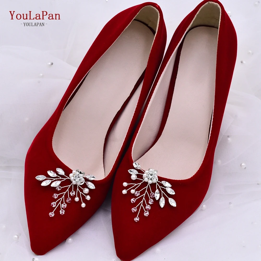 YouLaPan X02 Silver Bride Shoes Clips Pearl Rhinestone Wedding Shoes Buckle Women Shoes Accessories High Heel Decoration