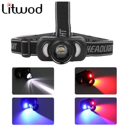 Z50 potężny reflektor USB akumulator reflektor LED Head Light z wbudowaną baterią wodoodporna czołówka białe czerwone oświetlenie