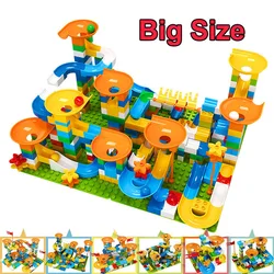 Marble Race Run Big Block Maze Ball Track Building Blocks Funnel Slide Blocks DIY Assembly Bricks Toy For Children Gifts