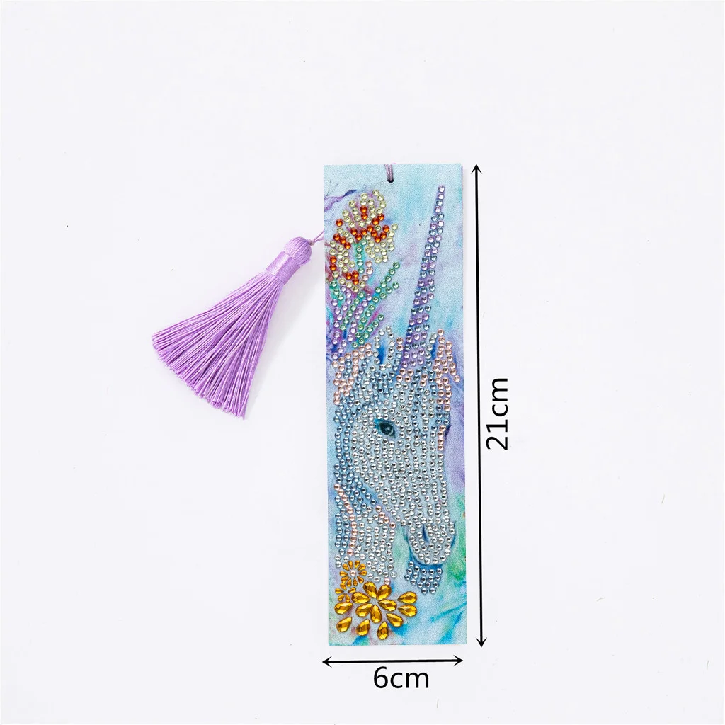 5D Diamond Painting Rainbow horse Dog Bookmarks Tassel Bookmarks Craft Decoration Special Shaped Diamond Embroidery