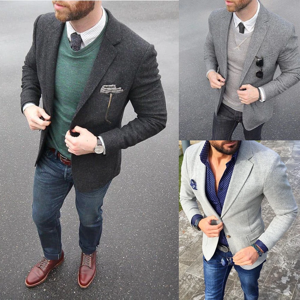 

Tailor-Made Men's Winter Jacket Tweed Suit For Man Outwear 3 Colors Male Blazer Costume Homme Fashion Designed Custom Made