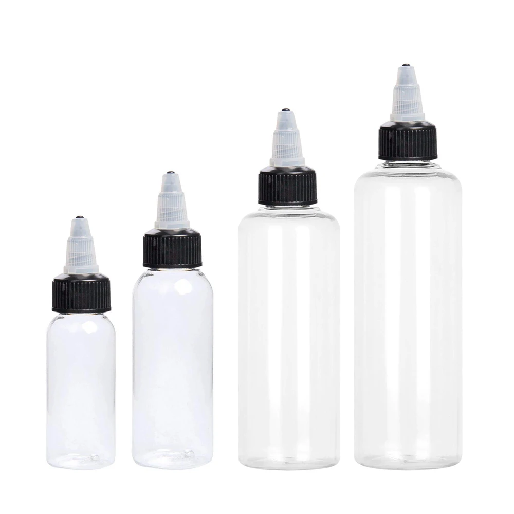 50pcs 30ml 60ml 100ml 120ml Empty Boston Round Plastic Dropper Bottles With Twist Top Cap For E Liquid Ink