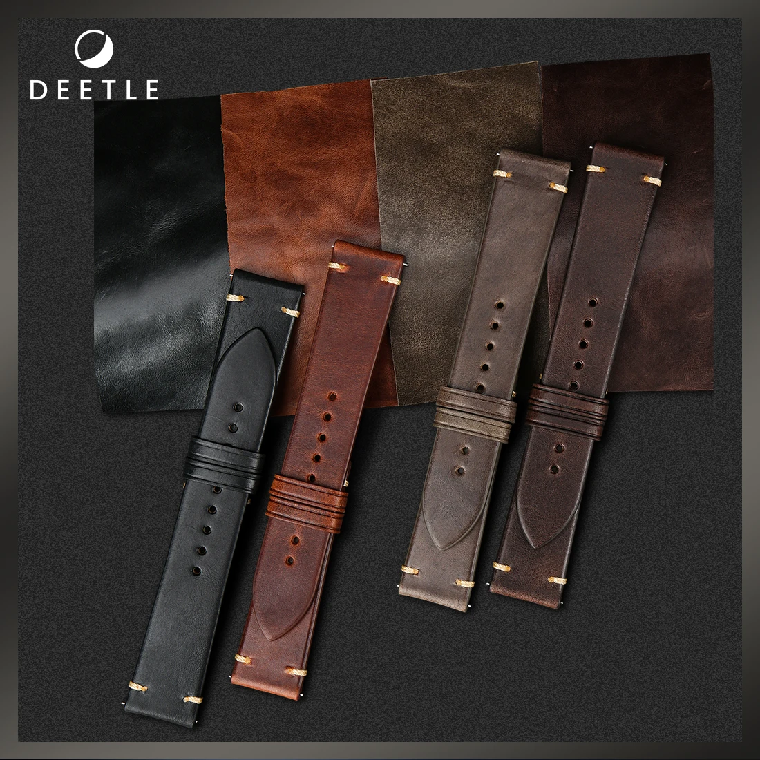 Genuine Leather Watchbadns 20mm 22mm 24mm Dark Brown Woemn Men Cowhide Watch Band Strap Watch Accessorie