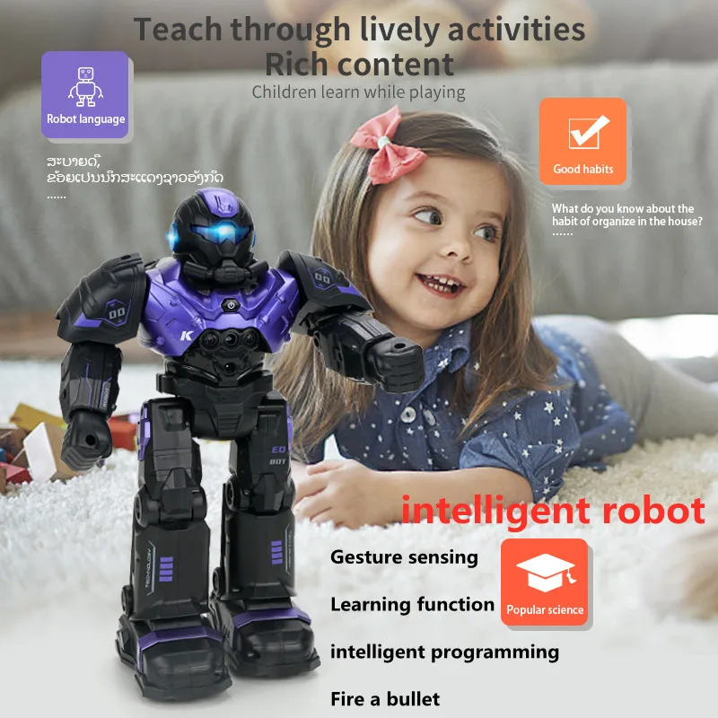 2.4G Radio Remote Control Toys Remote Control Robots Automatic Demonstration, Programming Function, Dance, Music, Play Function