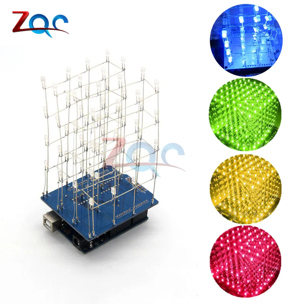 4X4X4 4*4*4 HA CONDOTTO Cubo di Luce Kit 3D LED Kit FAI DA TE Suite di Elettronica per Arduino Articoli Elettronica Smart, smartwatch, bracciali