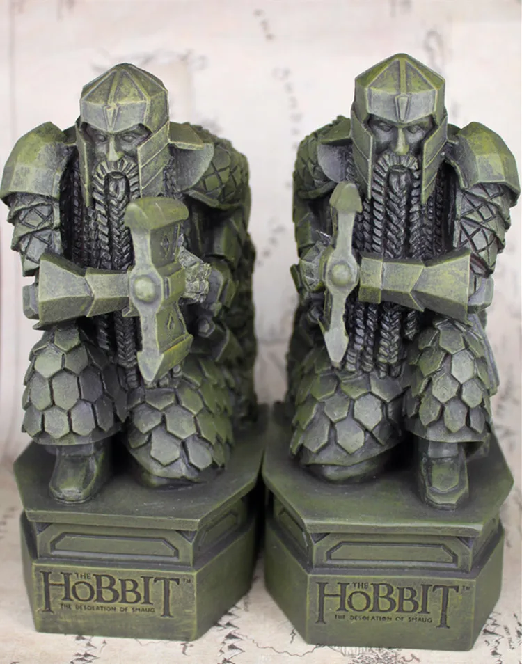 

[VIP] 2pcs/lot Lord Erebor Lonely Mountain door The Lonely Mountain Dwarves warrior figures statue model home decor bookshelves