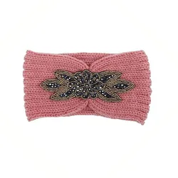 Winter Rhinestone Knitted Headband For Women Girl Warmer Ear Wool Wide Turban Hairband Headwrap Bandage Hair Accessories Bandeau