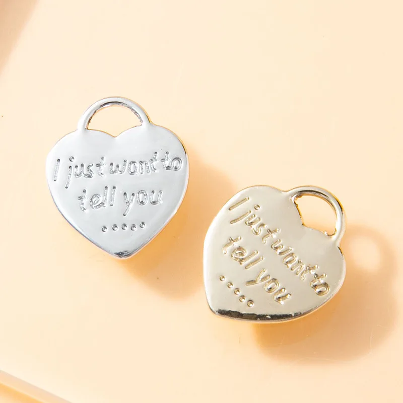 10pcs Word I Love You Charm Heart Hang Tag Charms For Jewelry Making DIY Mother Woman Gift Necklace Bracelet Earrings Supplies