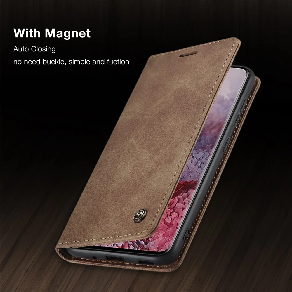 Matowy skórzane etui z klapką pokrywa dla Samsung A71 A51 A70 A50 A40 A30 A20 A10 portfel etui S21 5G S20 Ultra uwaga 10 Plus S10 S10e S9 S8 S7