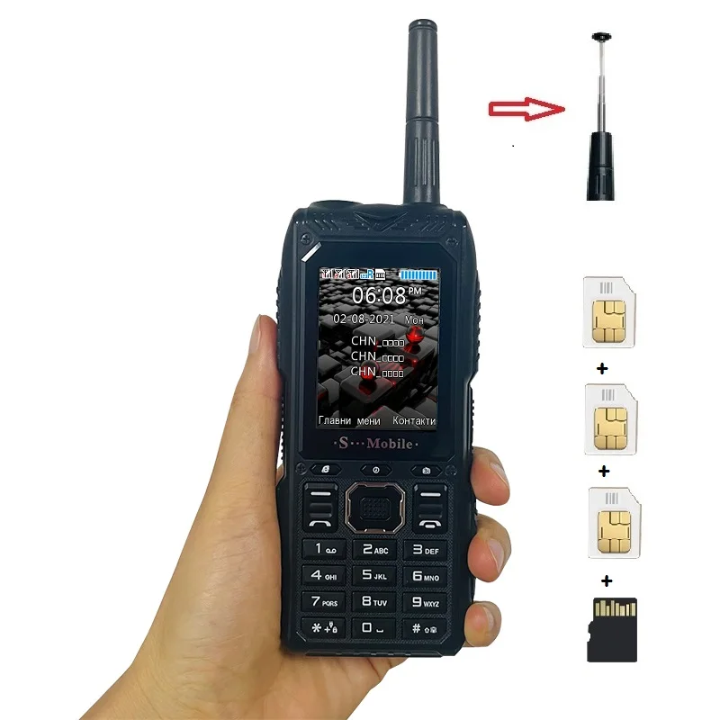 S555 Three Cards Three Standby Outdoor Mobile Phone Standby Long  Can Pull Up Antenna Signal Strongly Send Waist Clip Practical