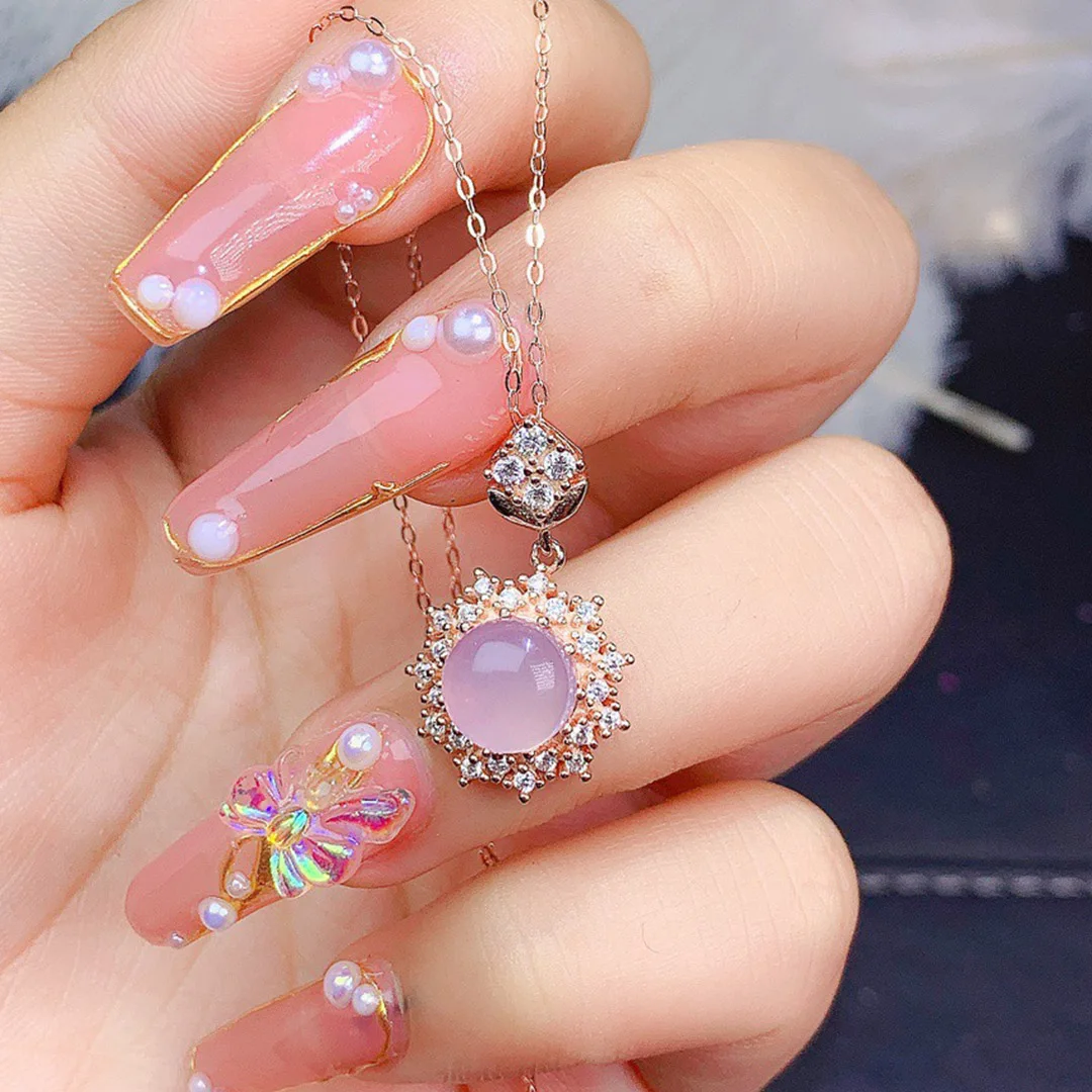 

Rose Quartz Necklace 925 Silver Pendant Oval Cabochon Rose Quartz Stone Women Engagement Wedding Pendant