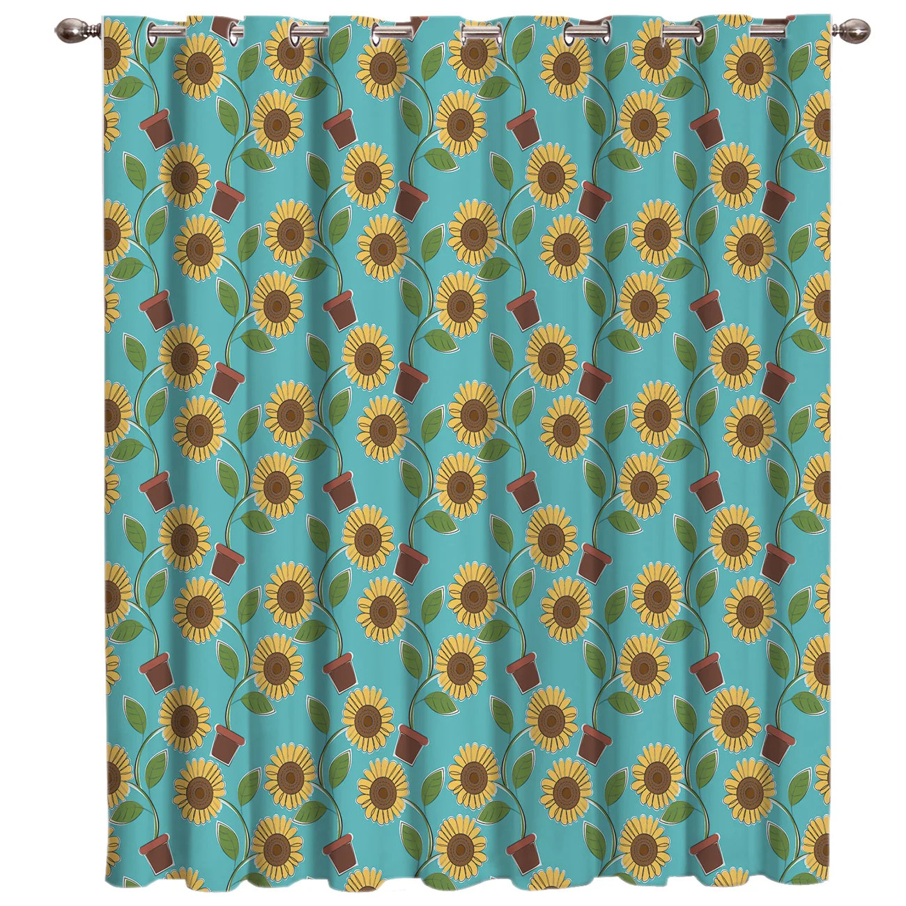 

Cartoon Floral Sunflower Room Curtains Large Window Curtain Rod Living Room Curtains Fabric Curtain Panels With Home Decoration