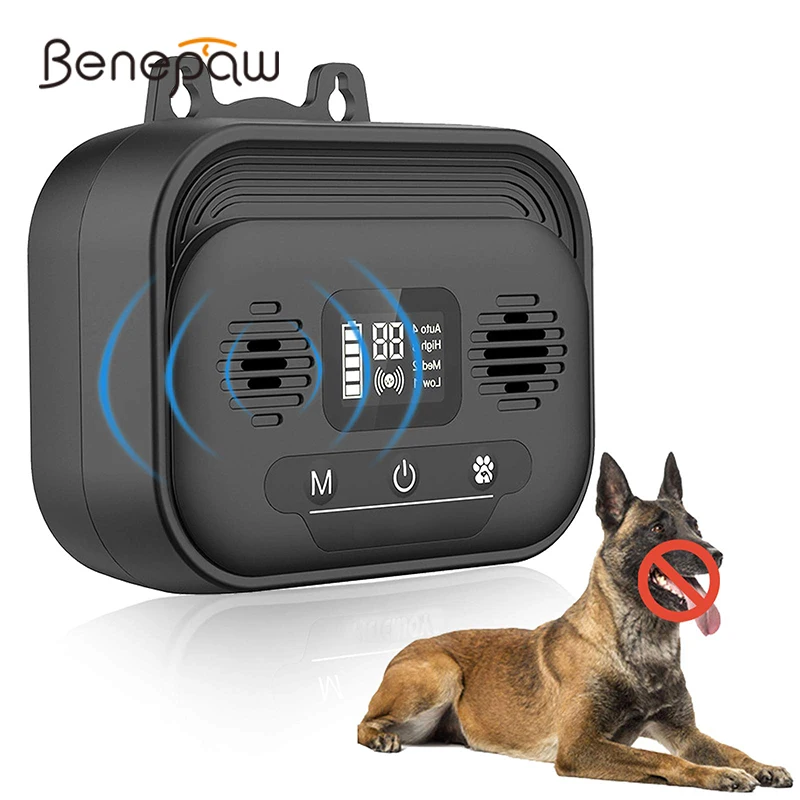 

Benepaw Effective Anti Barking Device Adjustable LCD Screen Ultrasonic Dog Bark Deterrent Waterproof Pet Training Up 15m