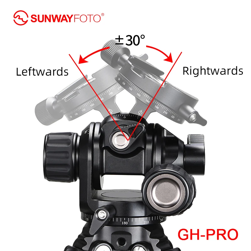 SUNWAYFOTO GH-PRO 3-Way Geared Tripod Head Include Arca Swiss Plate DP-60G