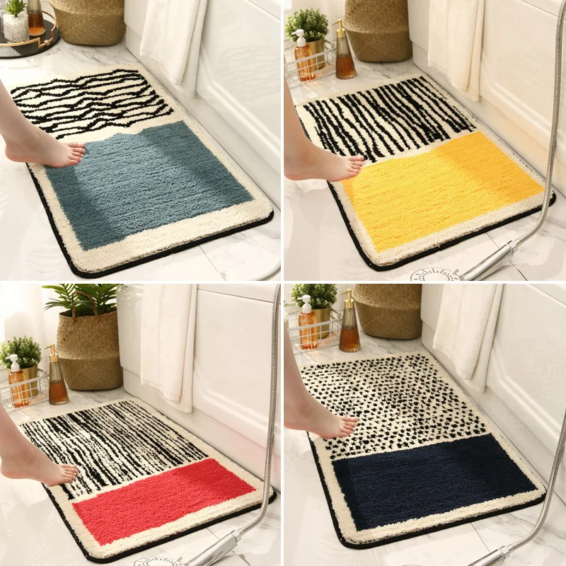 Blue fluff simple light luxury home bathroom door non-slip absorbent floor mat. bathroom rug, shower mat. kitchen mat decoration