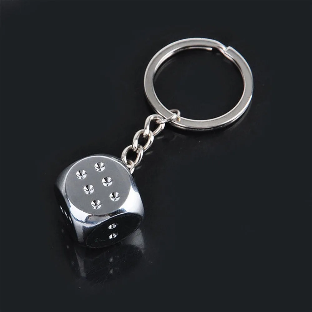 Creative Metal Dice Shape Model Alloy Key Holder Personality Keychain Car Key Ring For Women Men Bag Decor Key Chain