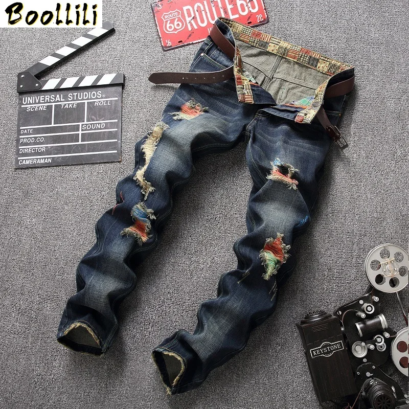 

Ripped High Quality Jeans Men Jeans Fashion Design With Hole England Style