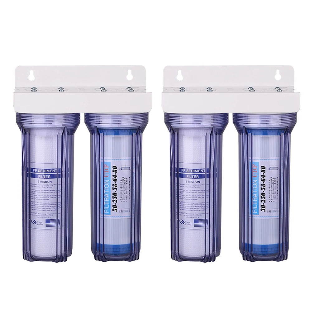 10\'\' Whole House 2 Stage Filtration Water System with PP Cotton CTO Carbon Replacement Filters