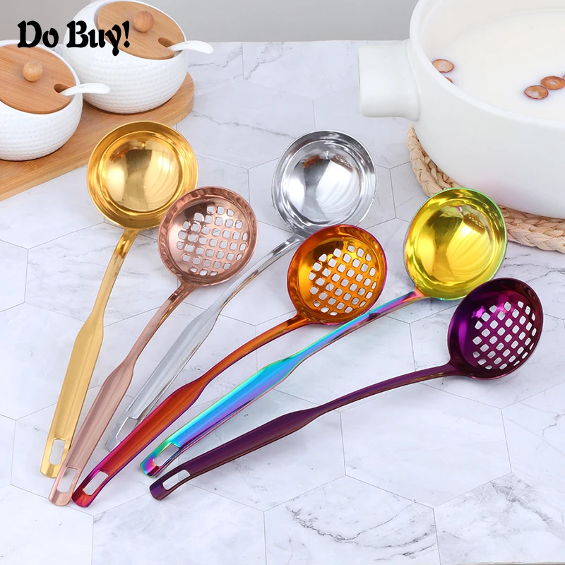 Hot Pot Spoon Colander Stainless Steel Soup Ladle Wall-Mounted Cookware Rice Dinner Kitchen Spoon Tool For Sauce Soup Broth