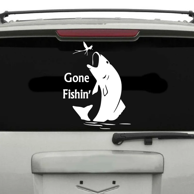 Gone Fishin' Wall Decal Fisherman Fish Car Window Sticker Removable WaterProof Decoration Murals Wallpaper S522