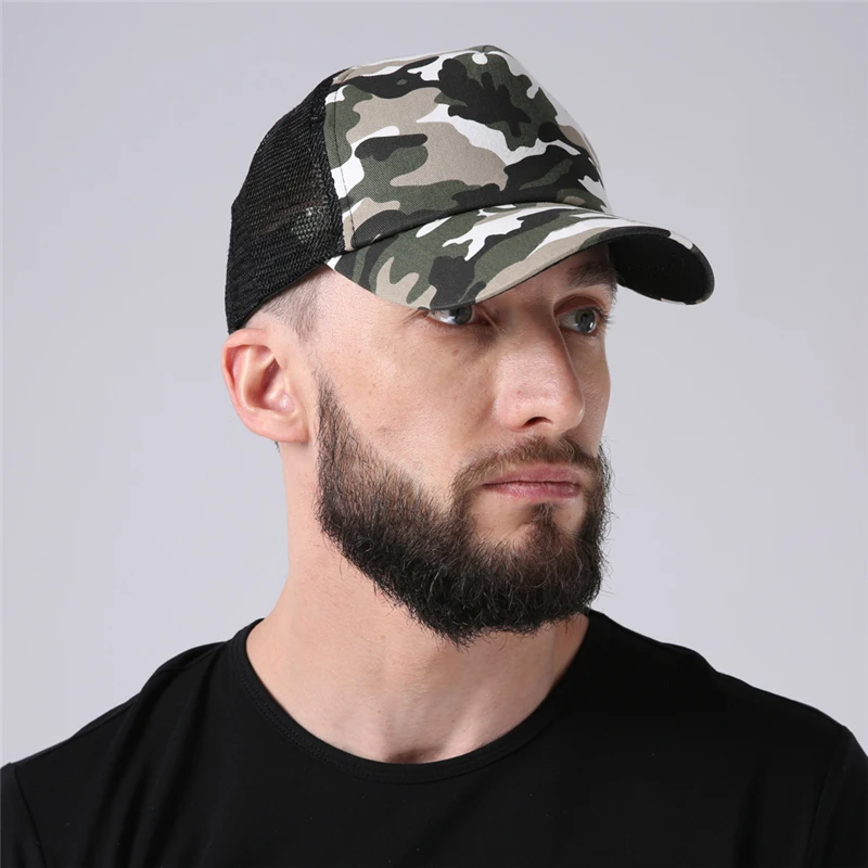 CLIMATE Men Camouflage Trucker Cap Fishing Hunting Summer Mesh Cap Cool Adjustable Cap Hats for Adult Man Trucker Cap