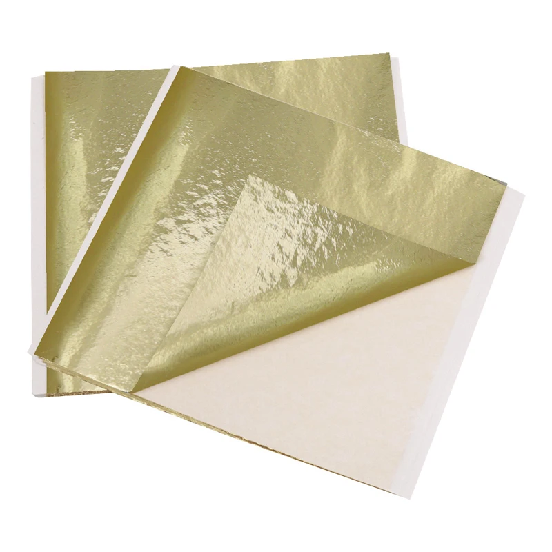 13x13.5cm Champagne Silver Foil Paper Gold Leaf Sheets in Arts Furniture Nail Decorations Paintings Gilding 100pcs Craft Paper