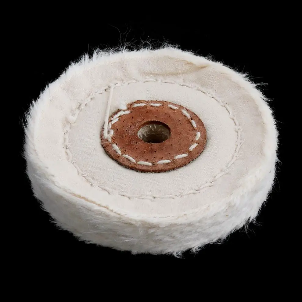 Kain Katun Putih Bentuk T 3 Inci Roda Pemoles Flanel Bantalan Katun Penyangga Pemoles Cermin dengan Lubang 10Mm