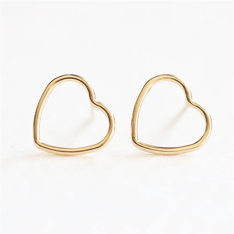 

14K Gold Filled 10mm Heart Earrings Minimalism Jewelry Gold Filled Stud Earrings Brincos Pendientes Oorbellen Boho Women Earring