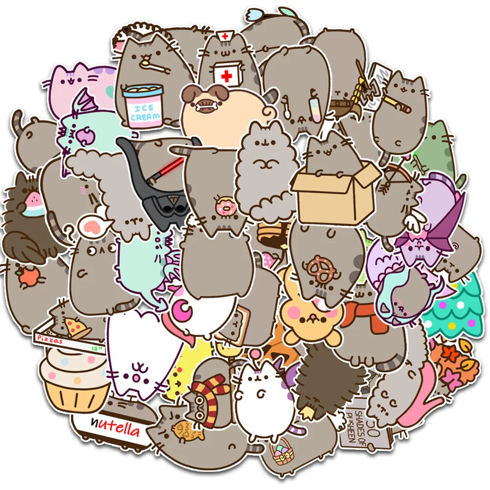 10/30/50pcs Cute Chunky Cat Graffiti Stickers Decorative Stationery Scrapbook Notebook Phone Diary Waterproof Kids Sticker Toy