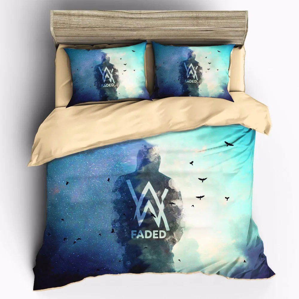 AHSNME European and American men of God singer Alan Walker Duvet Cover Sets Alan Olav Walker 100% Microfiber Bedding Set 3pcs