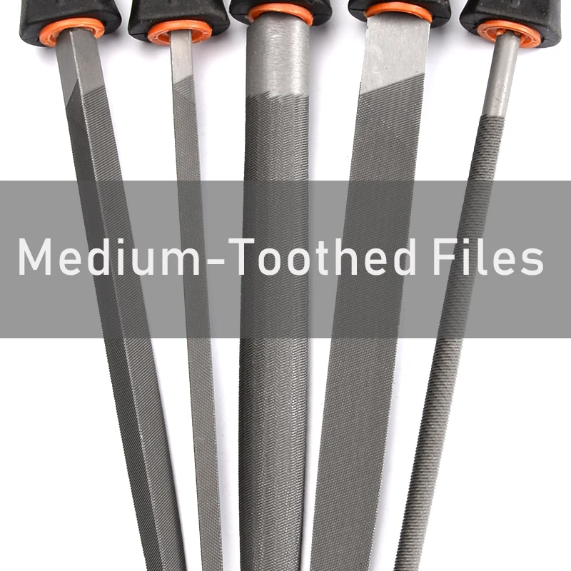 5pcs Medium-Toothed Metal Files Set for Metalworking Woodworking Steel Rasp File Flat Triangle Round Square Half-Round 6\