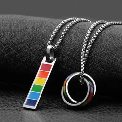 Men Women Gay Pride Rainbow Choker Stainless Steel Necklace LGBT Lesbian Pride Chocker Collar Punk COUPLES Jewelry Party Gift