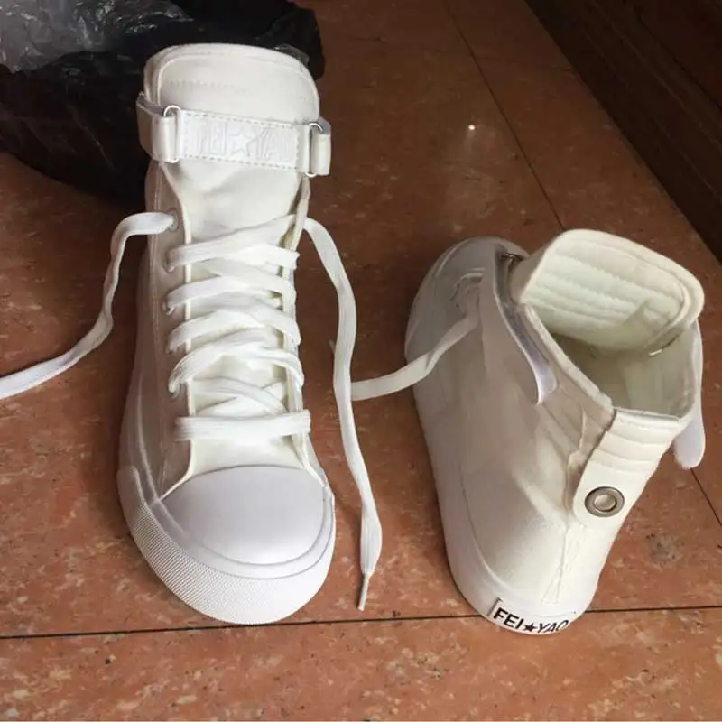 High Top Sneakers Women Vulcanize Shoes Basket Femme White Canvas Shoes Woman Lace Up Trainers Women Tenis Feminino Casual