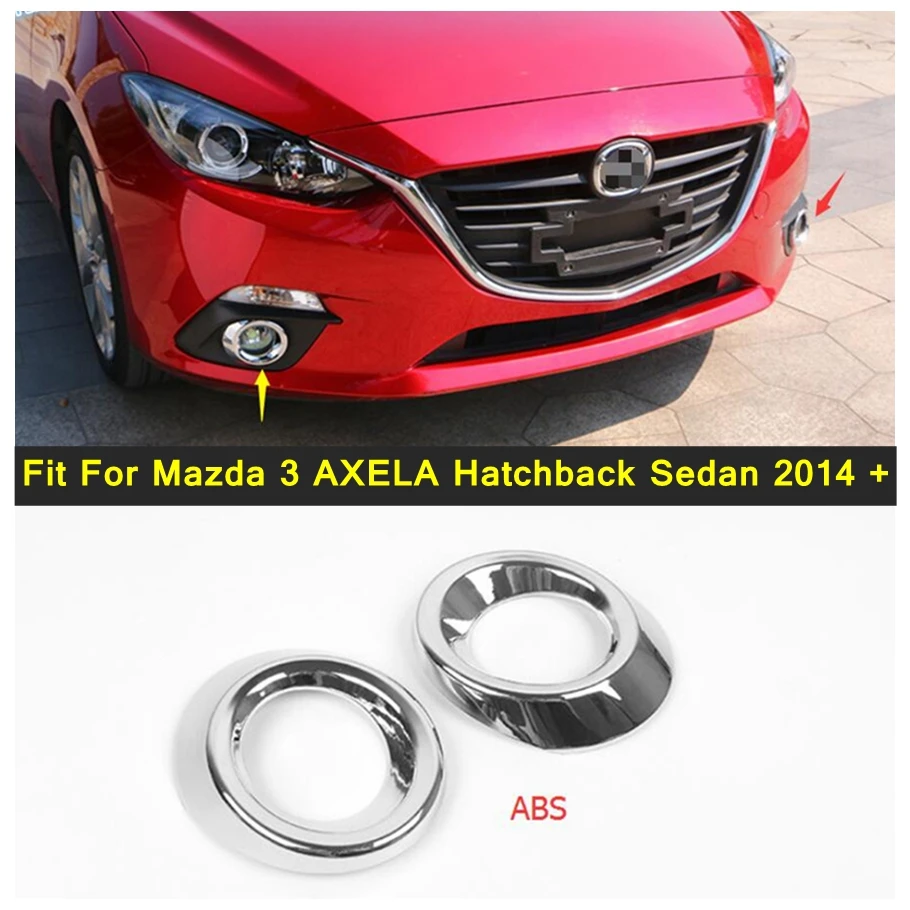 

For Mazda 3 AXELA Hatchback Sedan 2014 2015 2016 ABS High Quality Chrome Front Fog Light Lamp Decoration Ring Cover Trim 2 Pcs