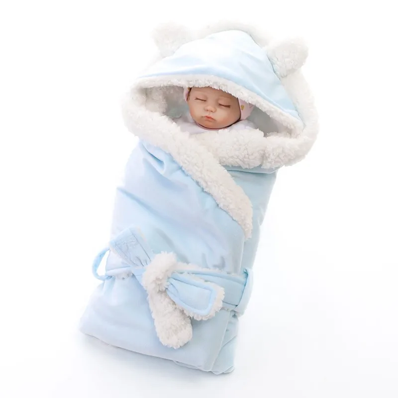 Manta cálida de invierno para bebé, niño y niña, envoltura de doble capa de forro polar para bebé recién nacido, ropa de cama para niños