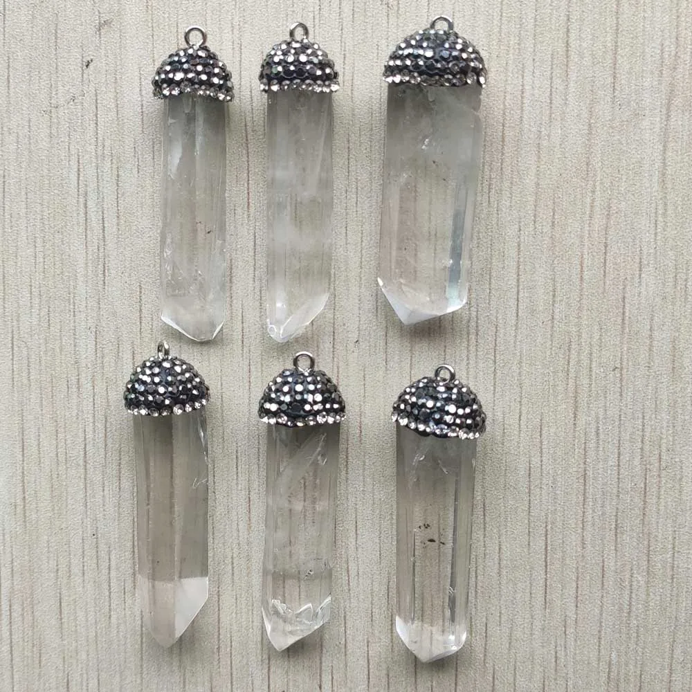 

Wholesale 6pcs/lot fashion good quality natural crystal Irregular pillar charms Pendants for jewelry marking free shipping