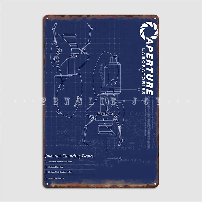 Portal 2 Fan Blue Print Metal Plaque Poster Wall Cave Club Bar Personalized Mural Painting Tin Sign Poster