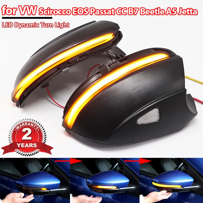 

Black Cover Dynamic Blinker Mirror Light for Volkswagen VW Scirocco Passat Eos CC Beetle Jetta Turn Signal Side Indicator