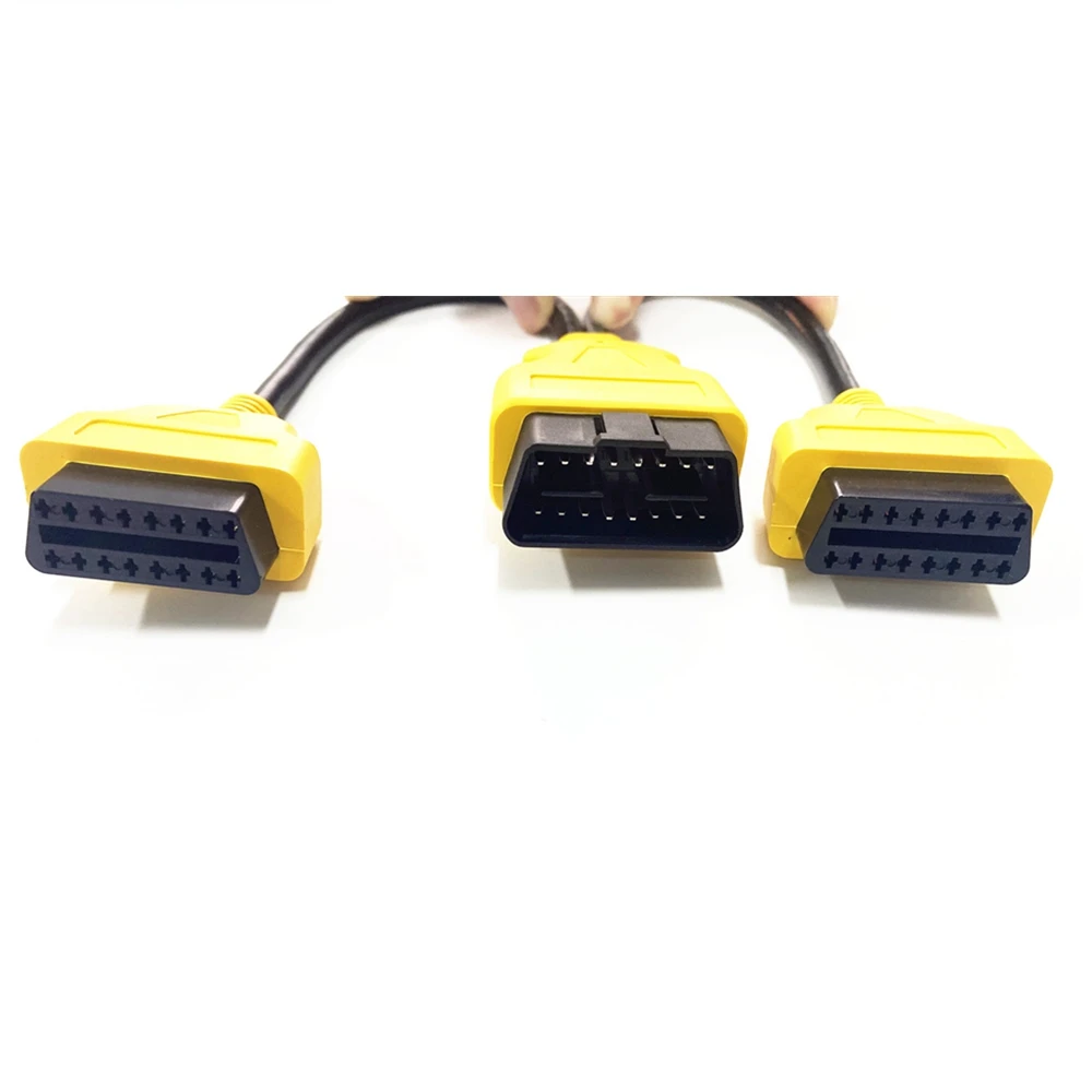 30cm 16Pin OBD2 Connector Cable Male to Dual Female Y Cable OBDII Splitter Extension Cable 1-2 Car Diagnostic Cable