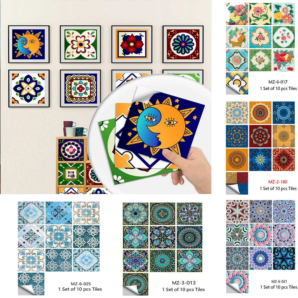 10/15/20cm styl Mandala matowa powierzchnia naklejka na kafelki skórka i przyklejona folia dekoracyjna na płytki/ziemia w szafie kuchennej tapeta