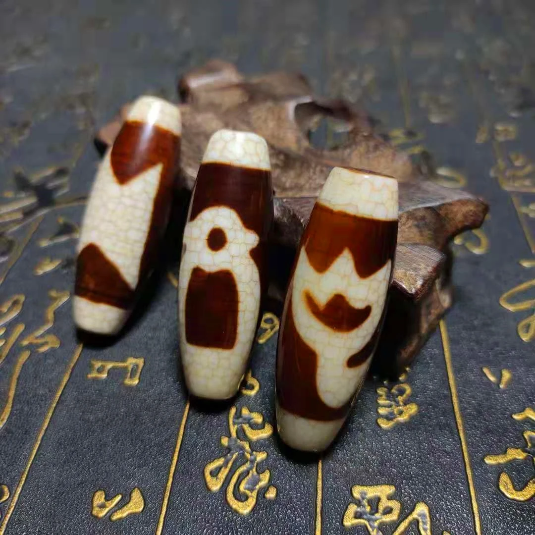 Preferre Ancient&Rare Tibetan Natural Agate Multi-totem Prayer Dzi Beads Carving Guanyin Buddha Statue Amulet Necklace Pendant