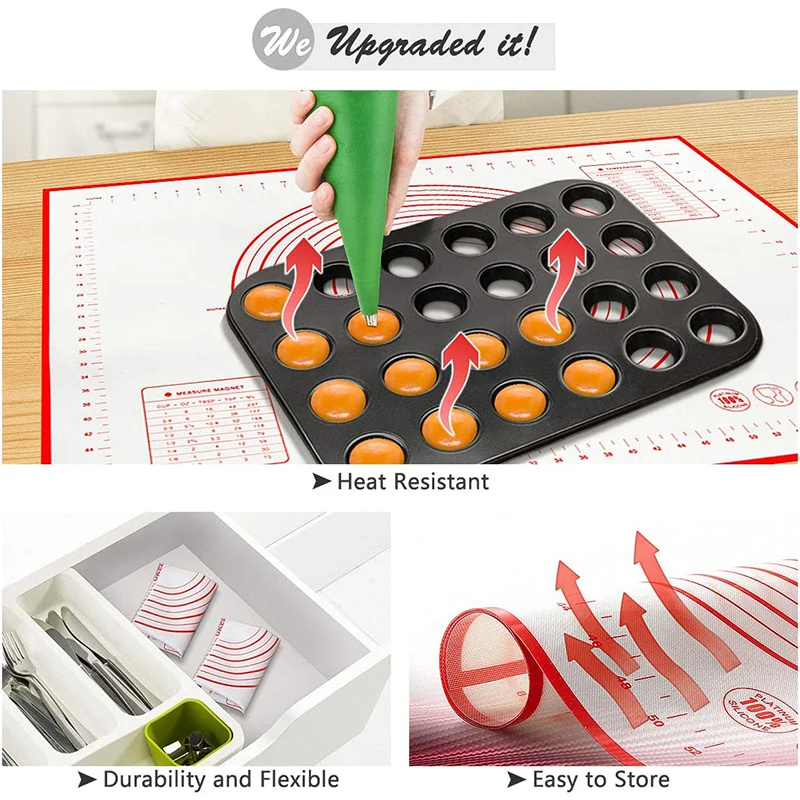 40*50 ซม.หนาพิเศษ Non Stick ซิลิโคน Pastry Kneading Mat Board Rolling Pin Pad Non - slip Dough Rolling Mats การวัด