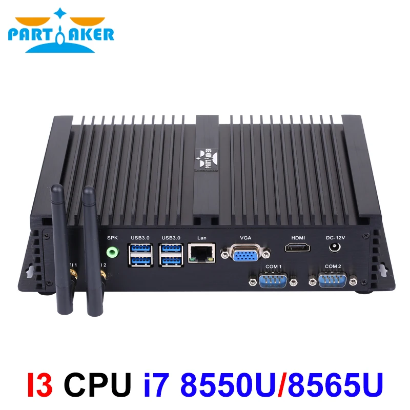 

Partaker Industrial Fanless i5 i7 minipc Core i5 8250U i7 8565U 1*Lan 2*COM Mini PC Windows 10 Linux Mini Computer Desktop 7*USB