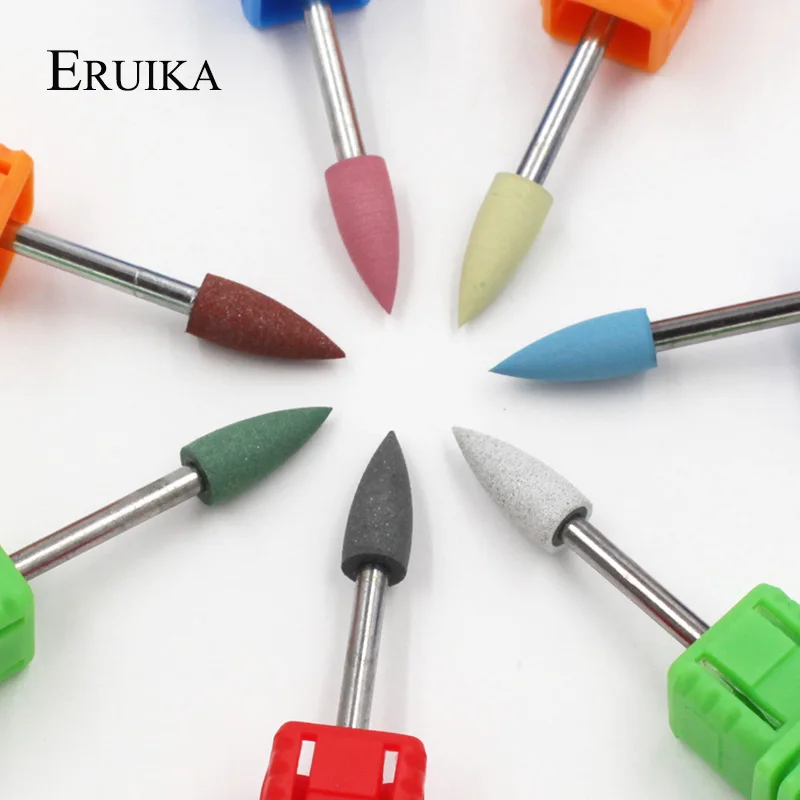 ERUIKA 1PC Pallottola Testa di Gomma Del Silicone Del Chiodo Trapani Bit Flessibile Lucidatore Manicure Macchina Chiodo Accessori Nail Polish File Strumenti