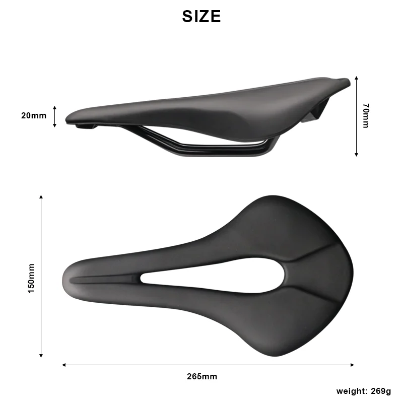 Sillín de bicicleta transpirable con diseño hueco de cuero PU, asiento suave y cómodo, cojín de una pieza para ciclismo de montaña y carretera